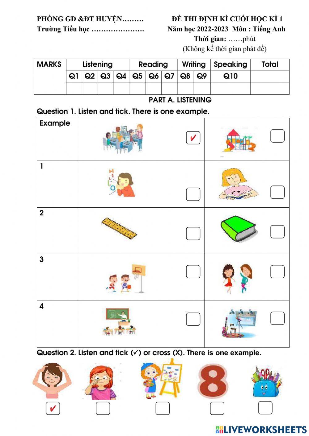 Tiếng anh lớp 3 - đề 5