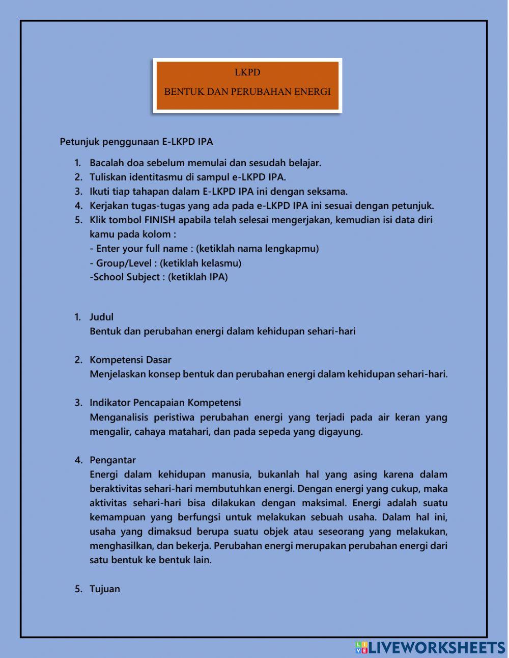 Bentuk dan perubahan energi