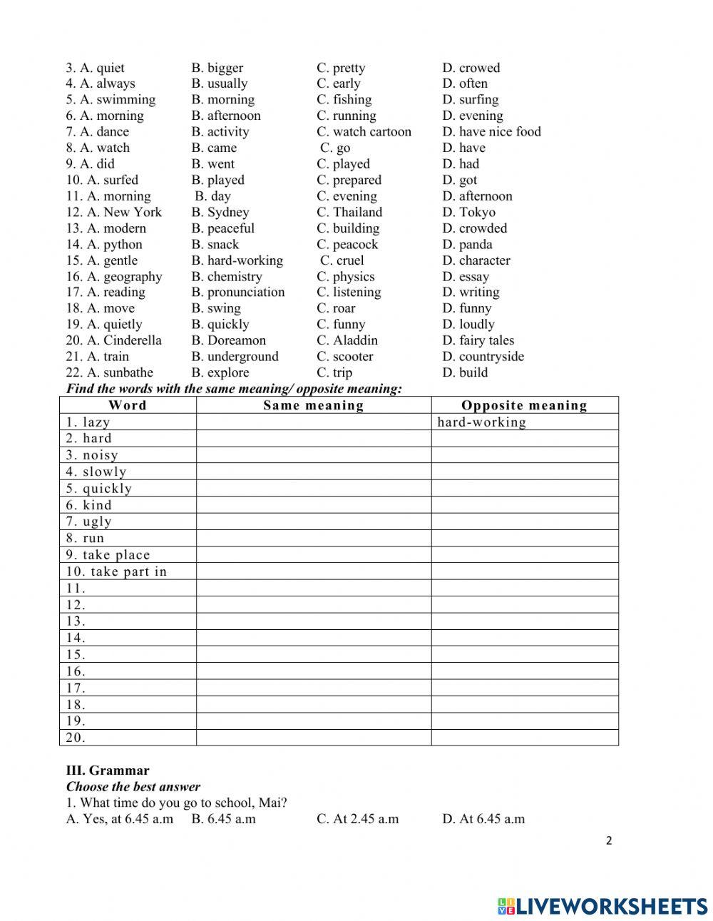 Review 1- 2 end of the 1st term