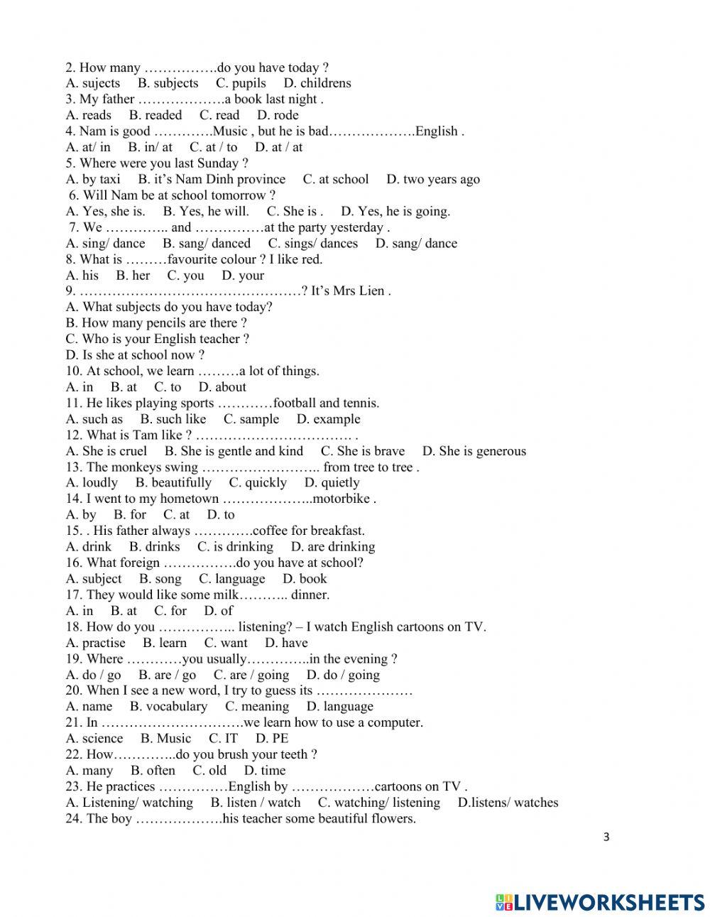 Review 1- 2 end of the 1st term