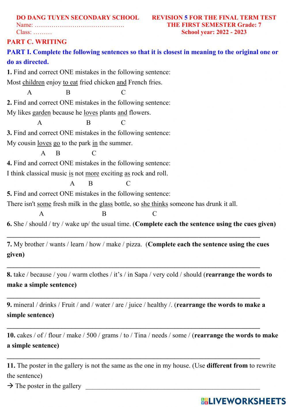 English 7 review final test .5