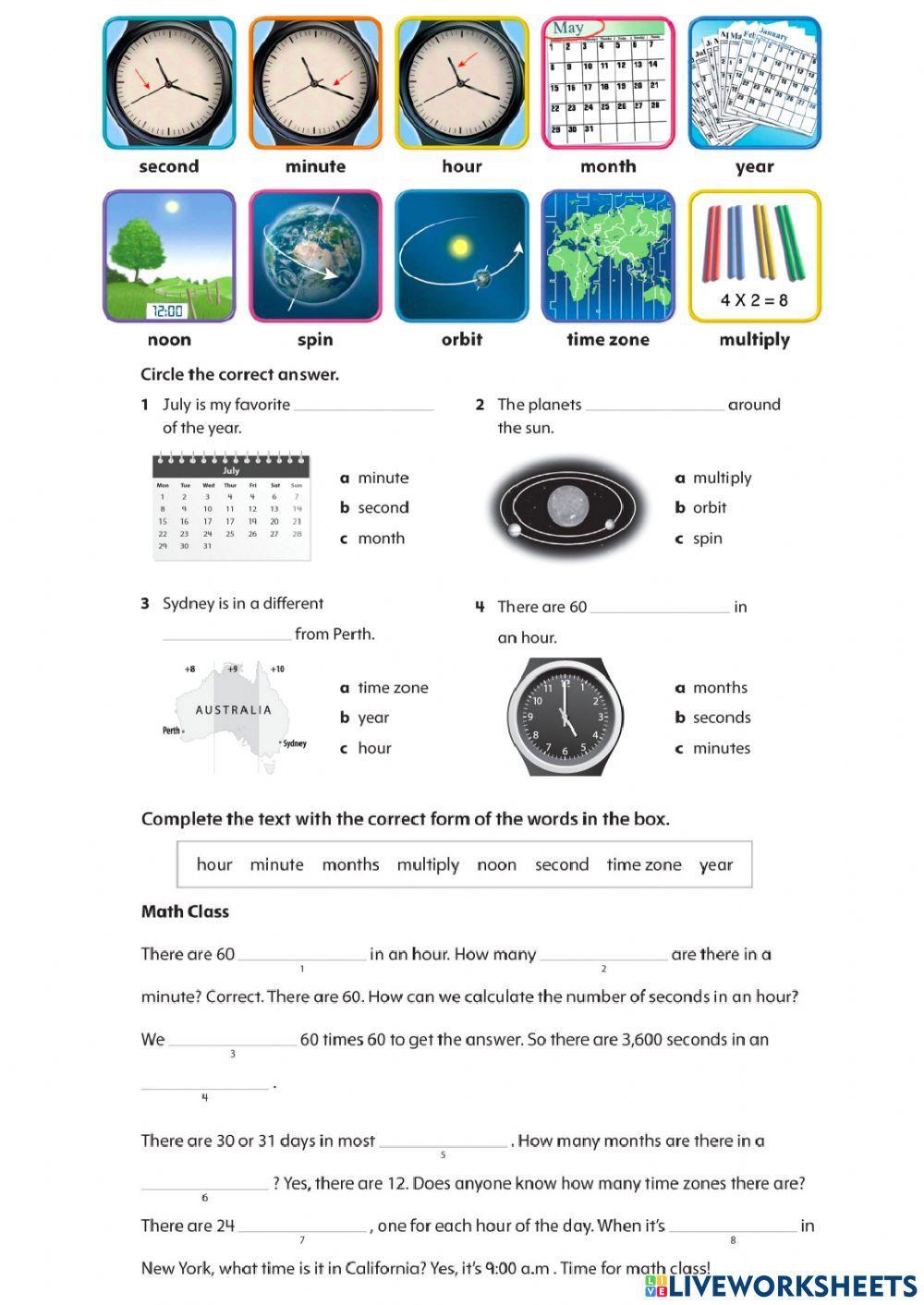 How do we measure time activity live worksheets