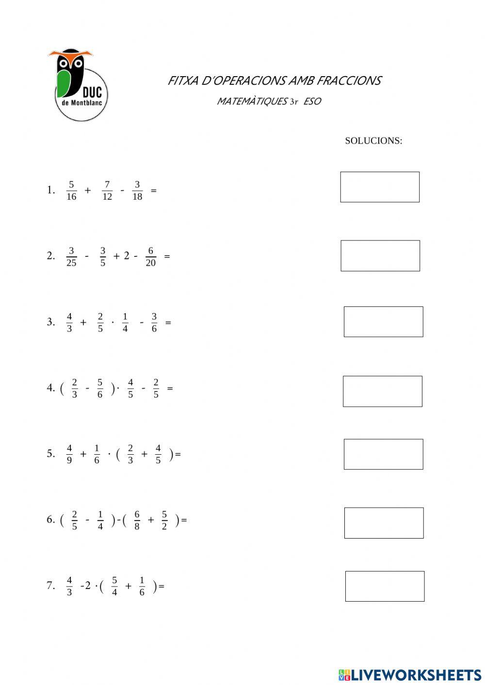 Operacions amb fraccions