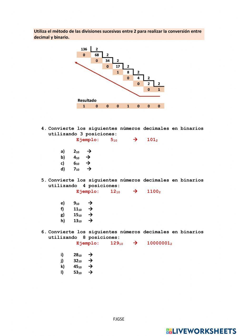 Código binario. Inicial 1