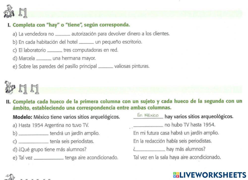 Verbos descriptivos I (1-2) Haber vs tener