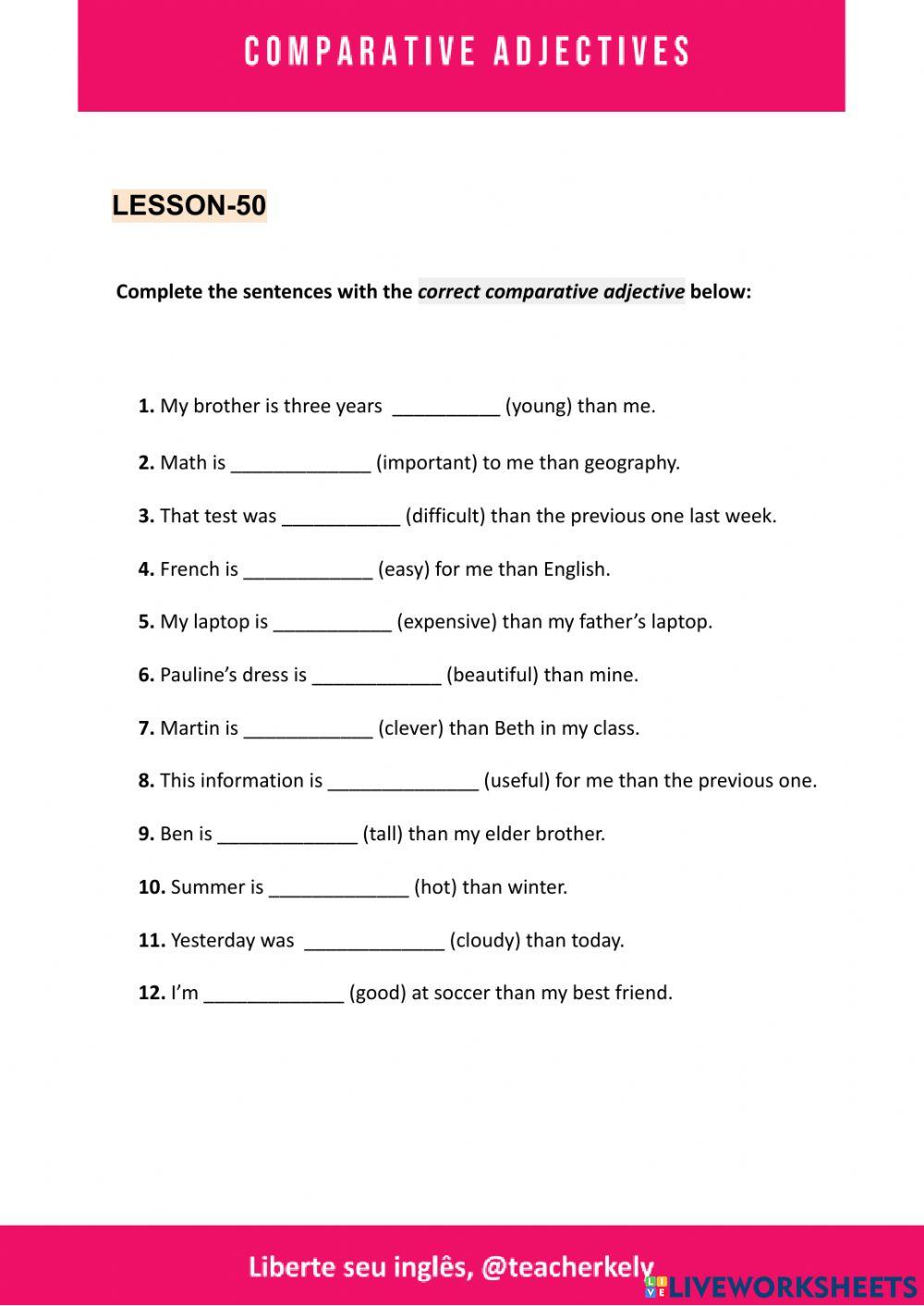 Lesson-50 worksheet | Live Worksheets