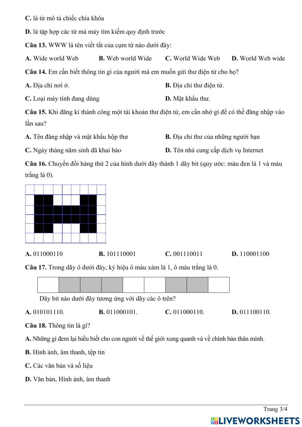 Ôn KT cuối kì 1 - Tin 6