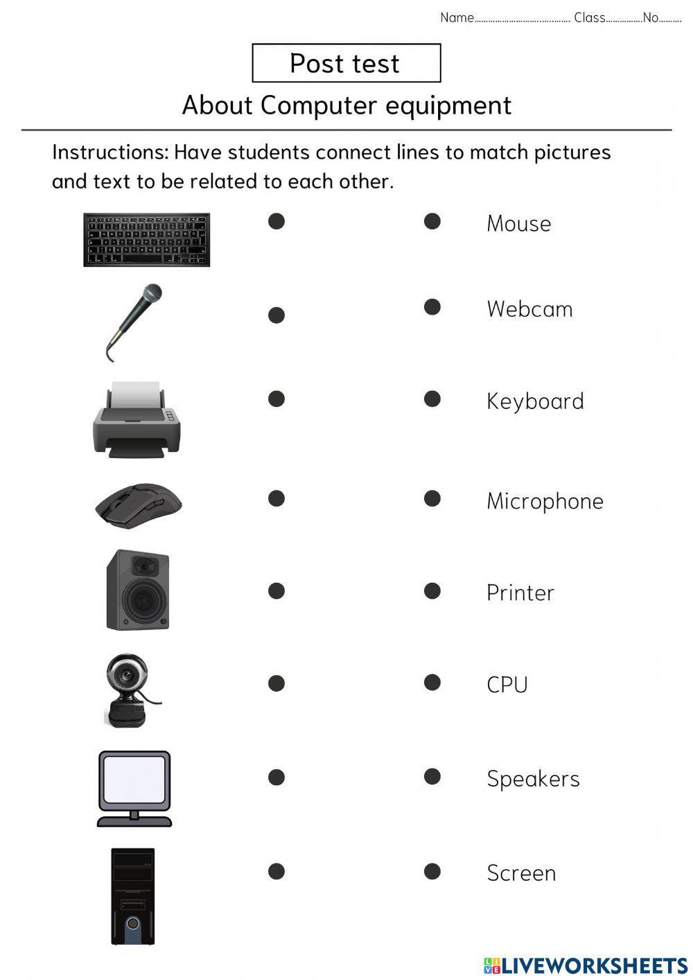 Post-test Computer Equipment worksheet | Live Worksheets