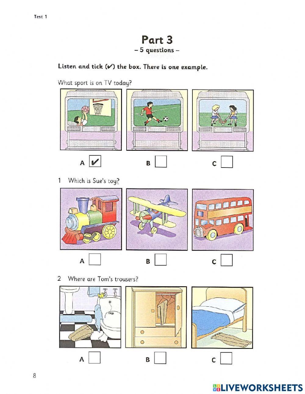 Starters 6- Test 1- Listening