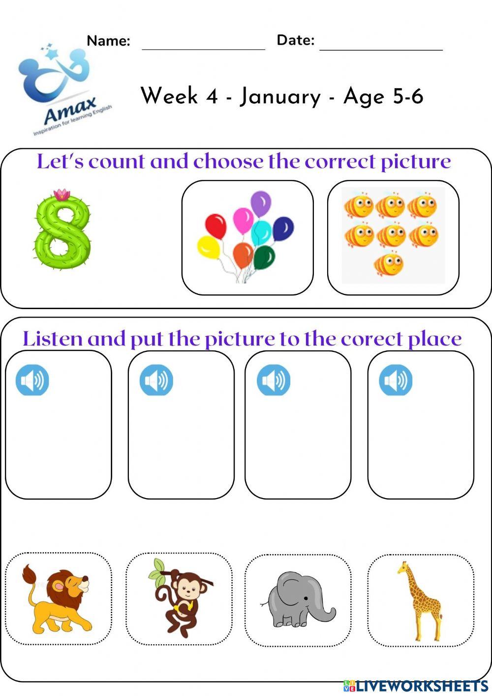 Week 4 january age 5 6 worksheet live worksheets