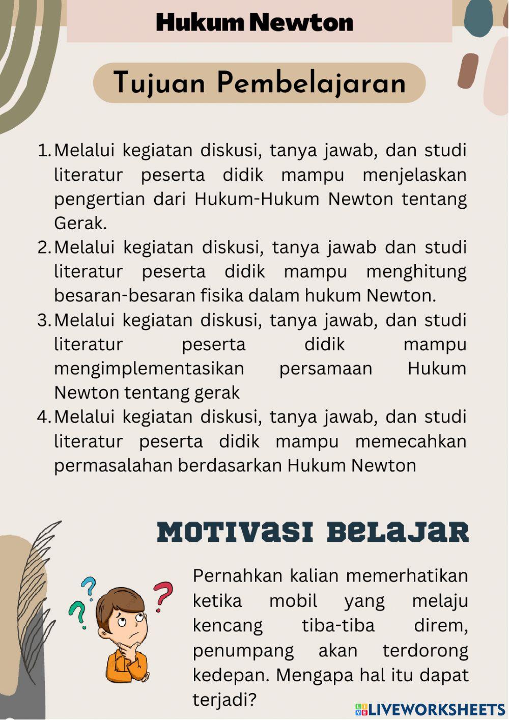 Worksheet LKPD Hukum Newton Pertemuan 1