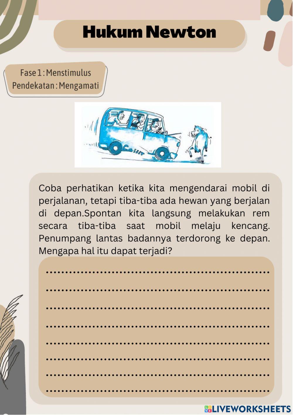 Worksheet LKPD Hukum Newton Pertemuan 1