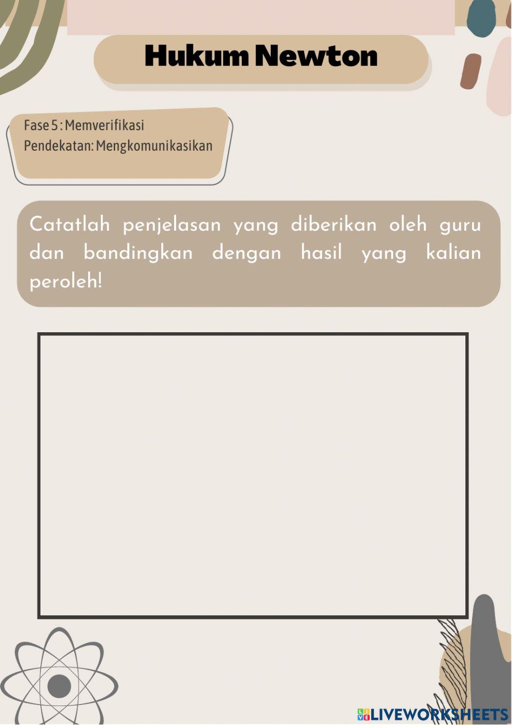 Worksheet LKPD Hukum Newton Pertemuan 1