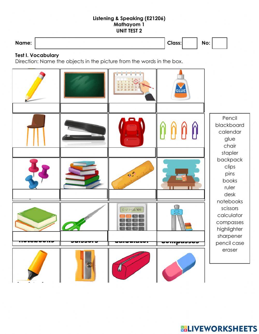 Listening - Speaking: Unit Test 2