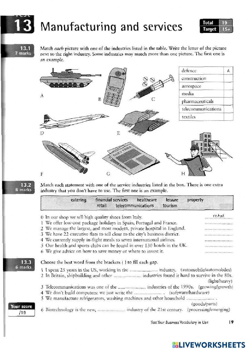 Manufacturing and services
