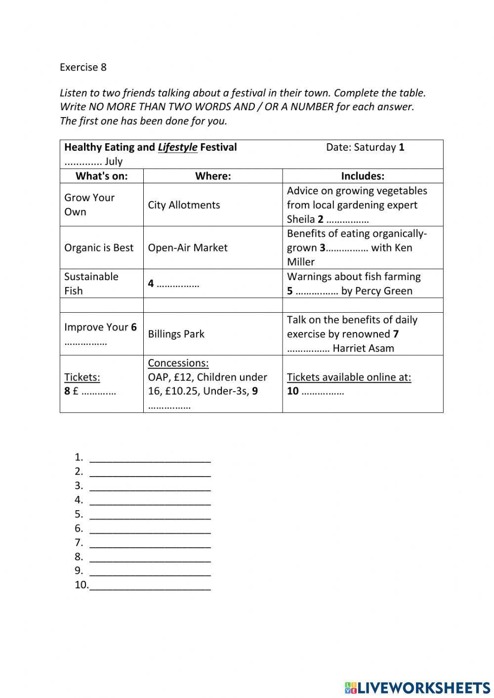 IE3, Unit 2, Listening, Exercise 8