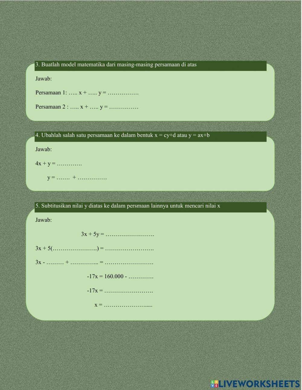 SPLDV Metode Subtitusi