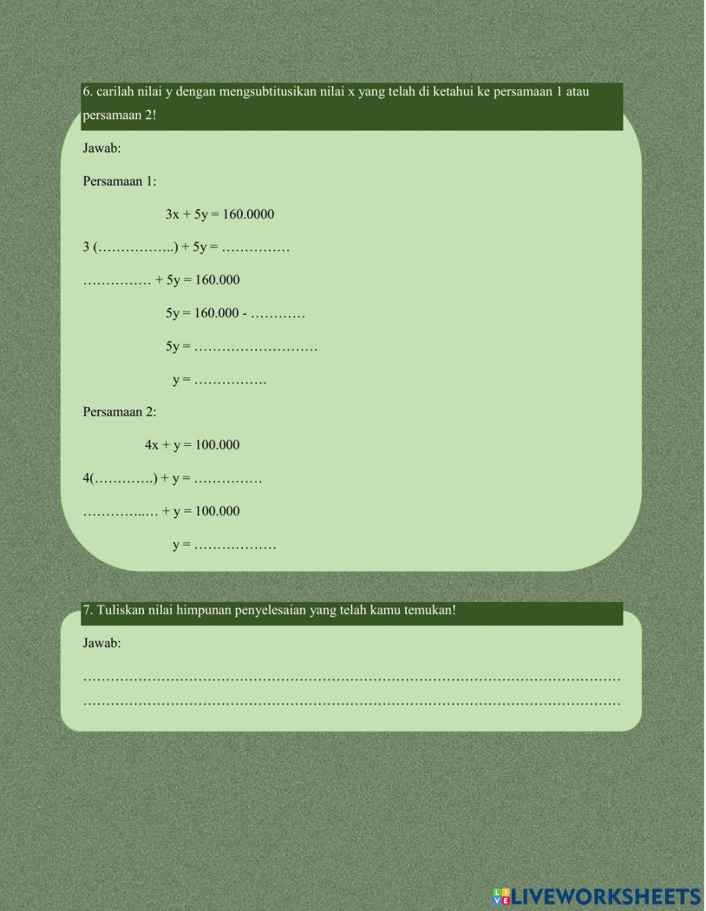 SPLDV Metode Subtitusi
