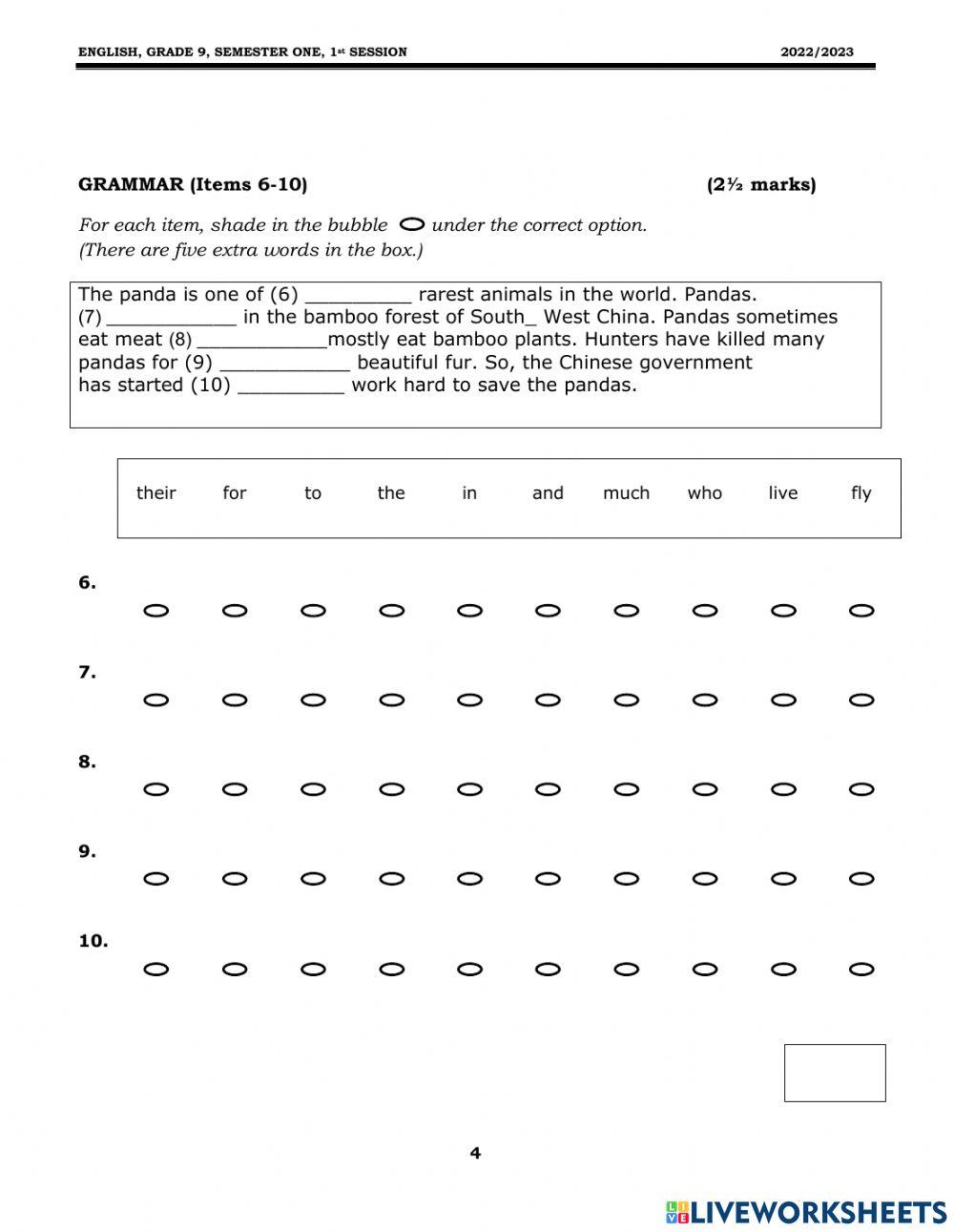 G.9B Mock Interactive Exam