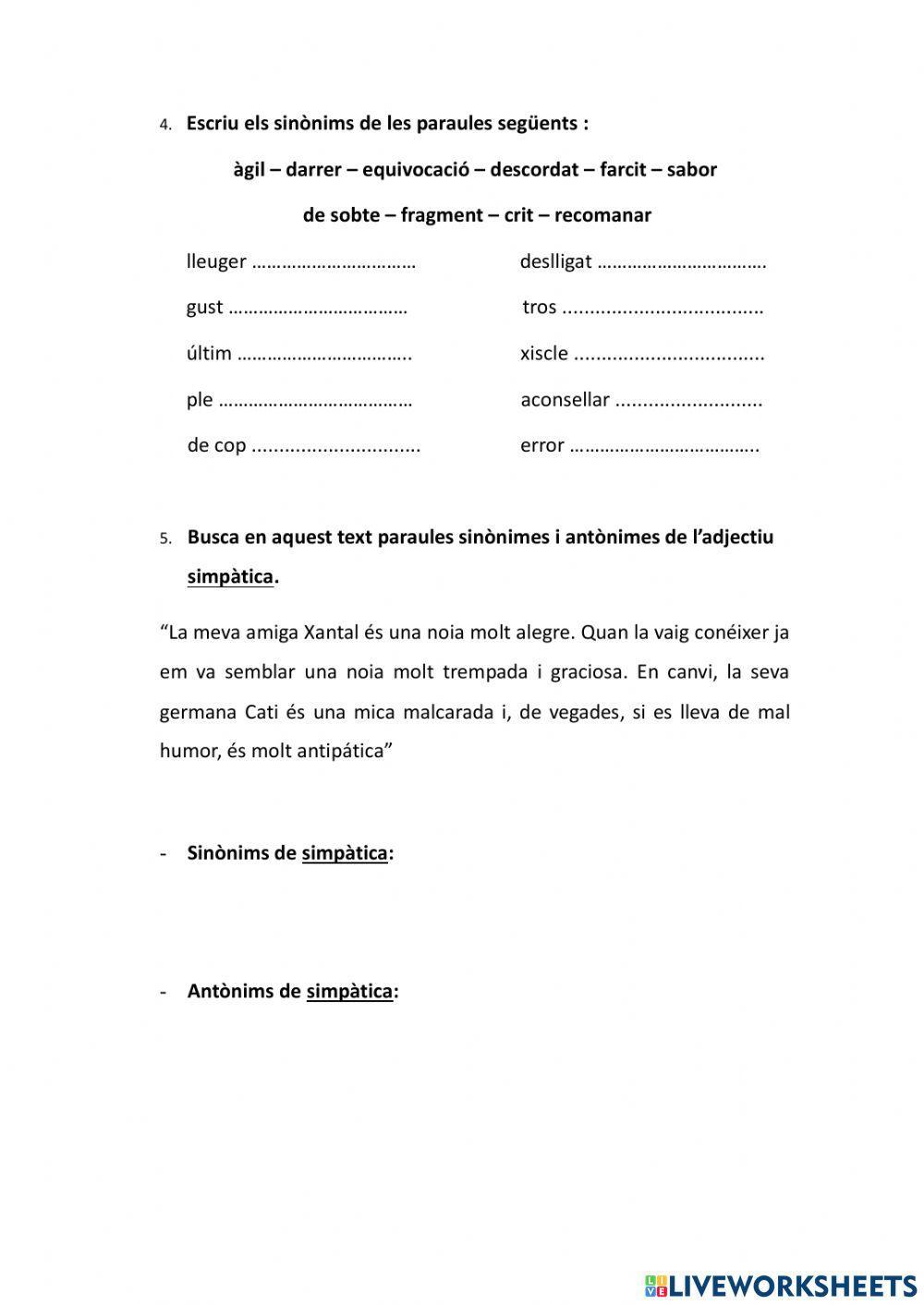 Sinònims i antònims