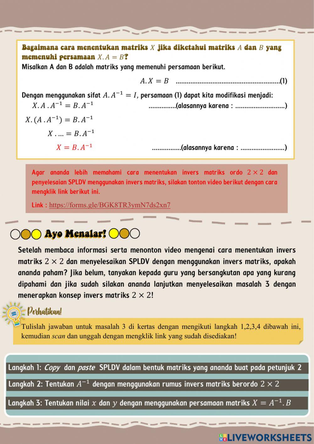 Invers matriks berordo 2 x 2
