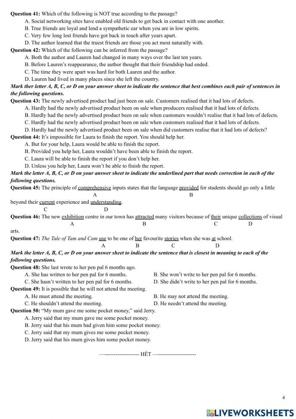 Tiếng anh 12 - đề 405 năm 2022