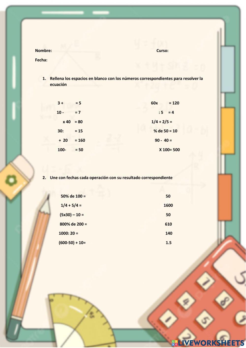 Ficha interactiva operaciones