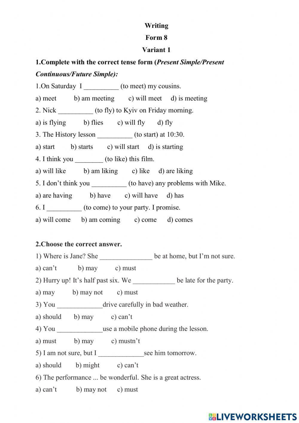 Writing test 8 term1
