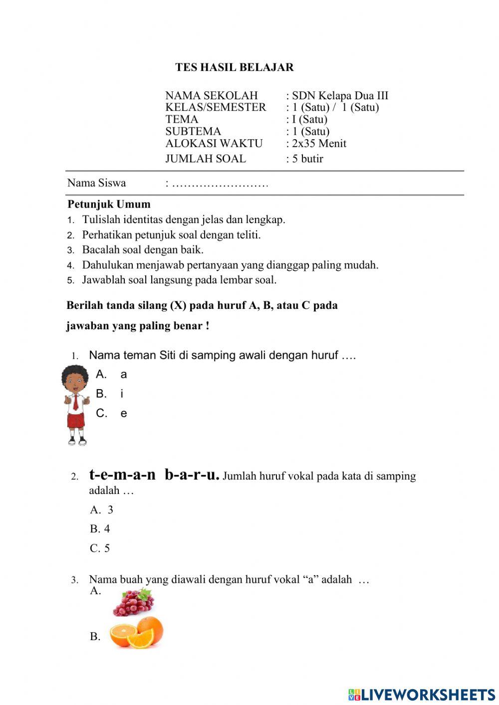Lembar Evaluasi Bahasa Indonesia