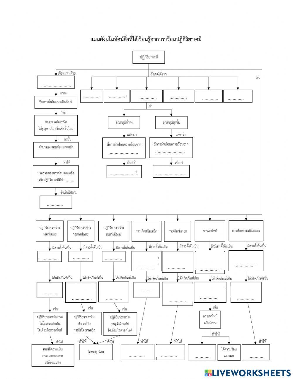 แผนผังสรุปปฏิกิริยาเคมี