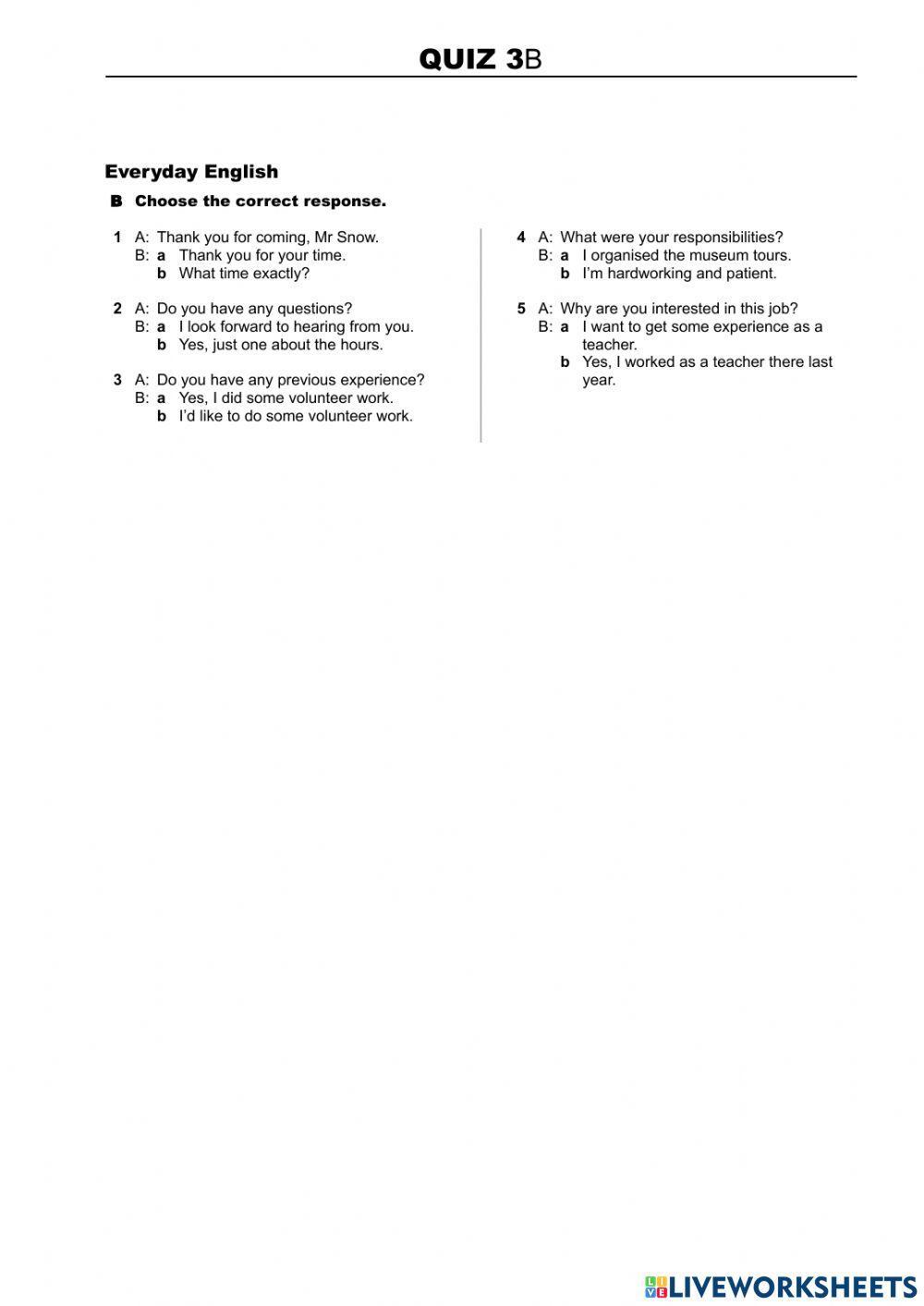 B1.2. Grammar and Vocabulary, Unit 3B, TEST