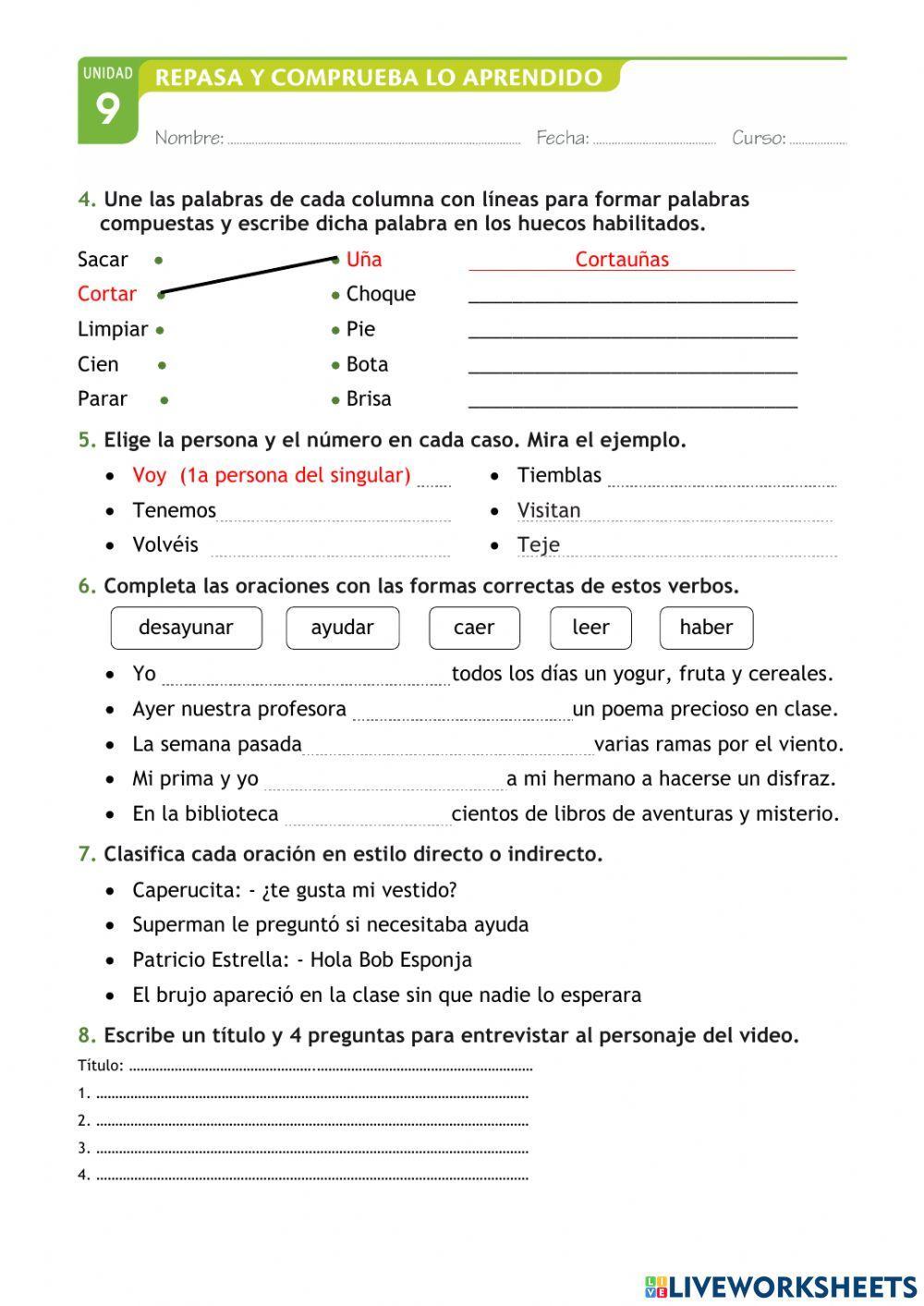 Prueba tema 9 lengua