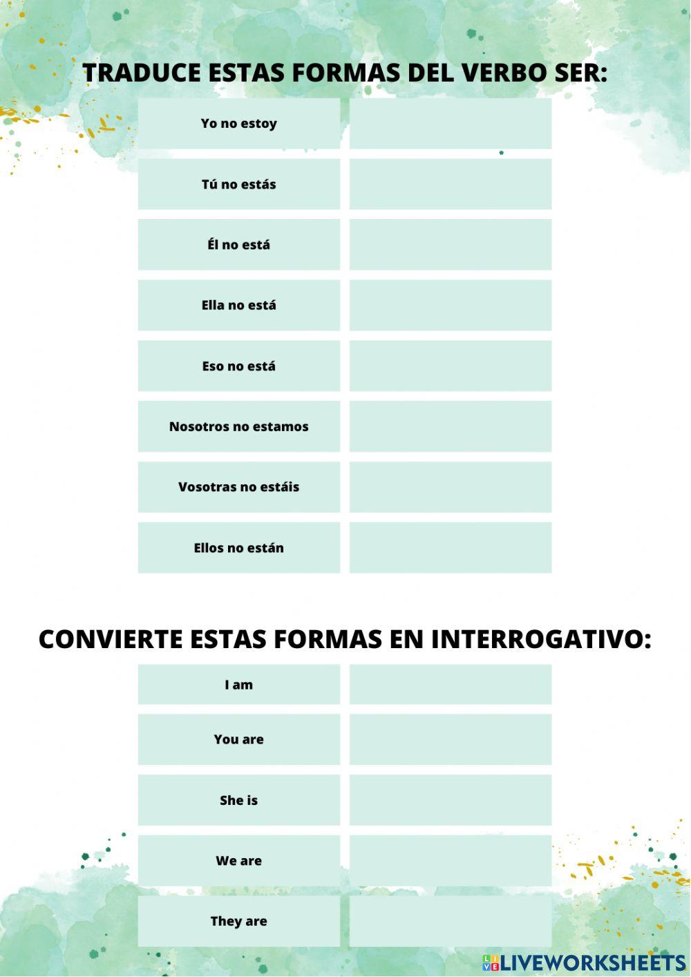 Present simple verb to be