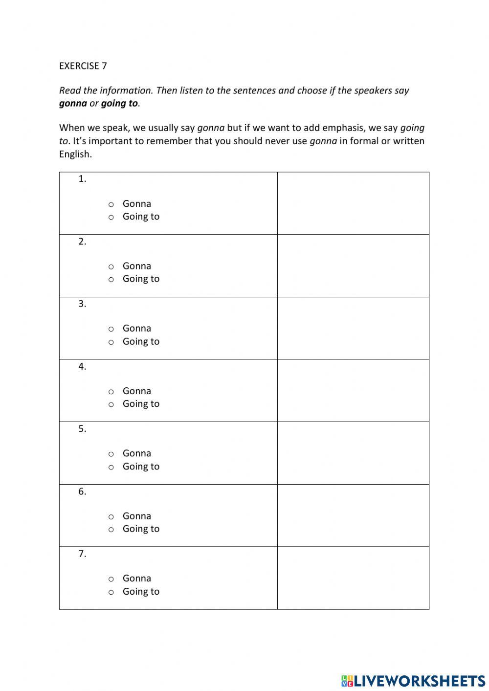 IE0, Unit 9, Listening and Speaking, Exercise 7