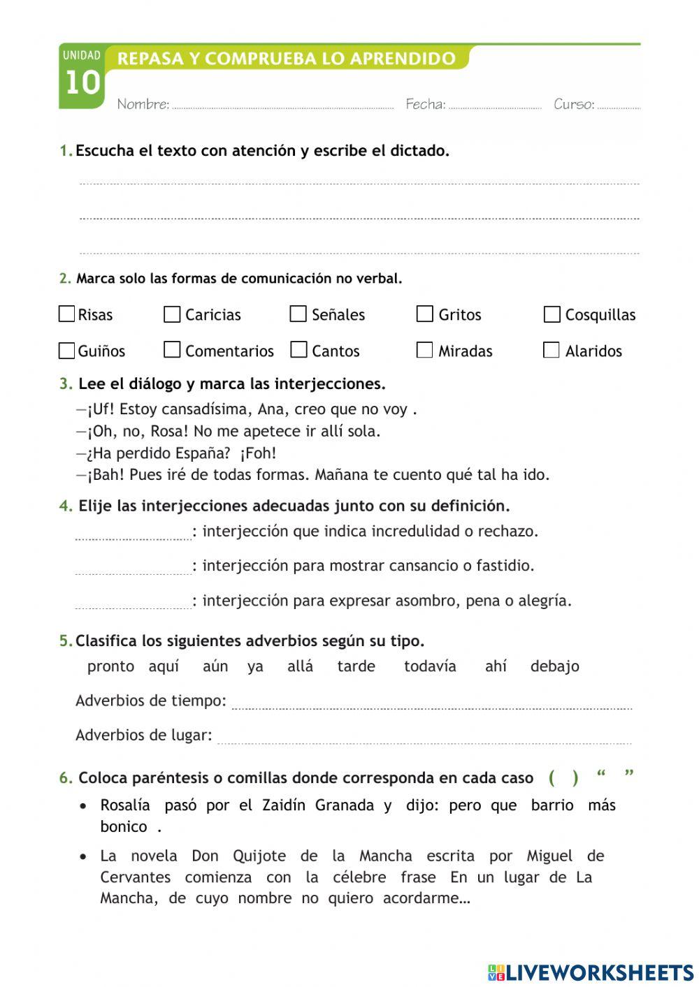 Prueba Lengua Tema 10