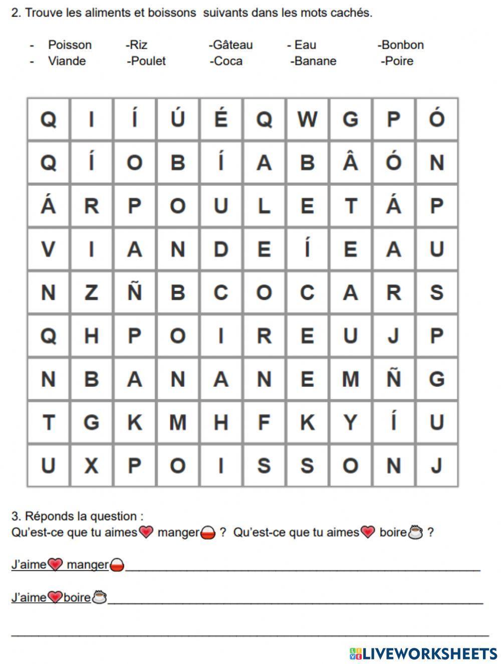 Exercice 2 : Mots cachés