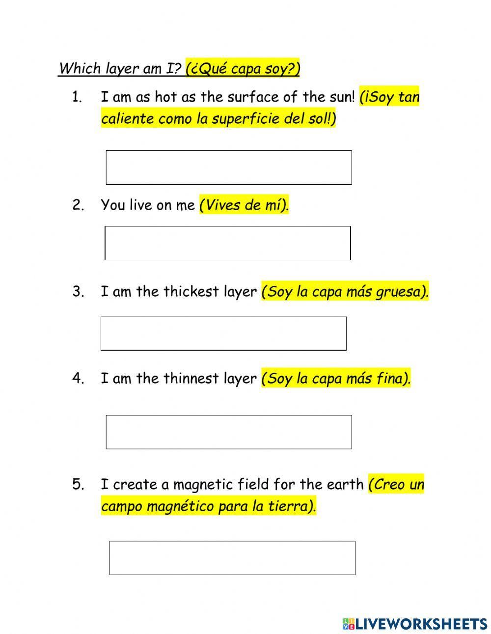Layers of the Earth - Capas de la Tierra)