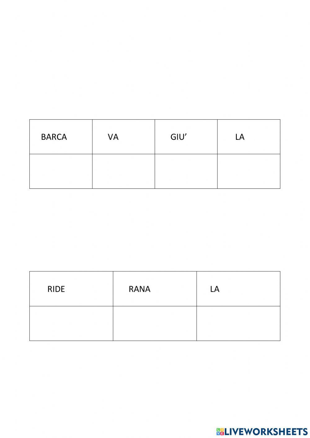 Ascolta e ordina le frasi