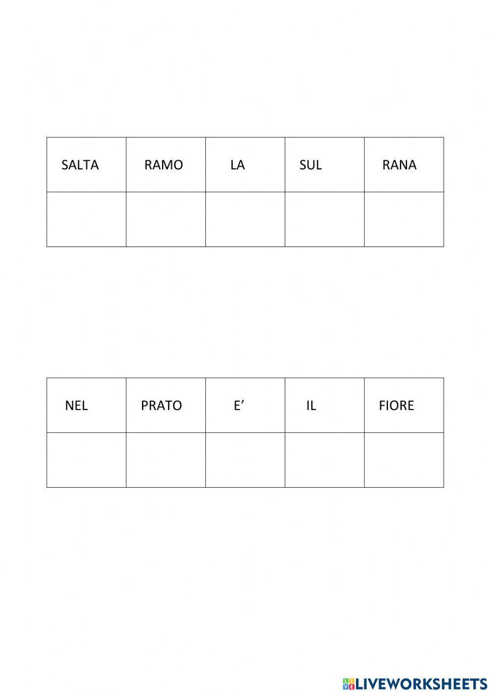 Ascolta e ordina le frasi