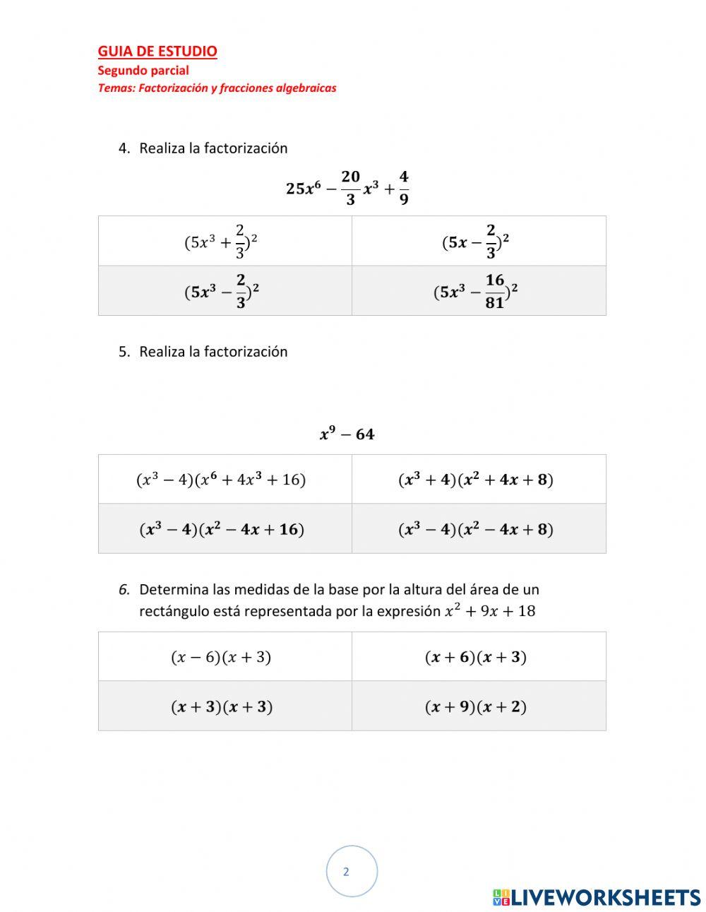 Guía de estudio Segundo parcial