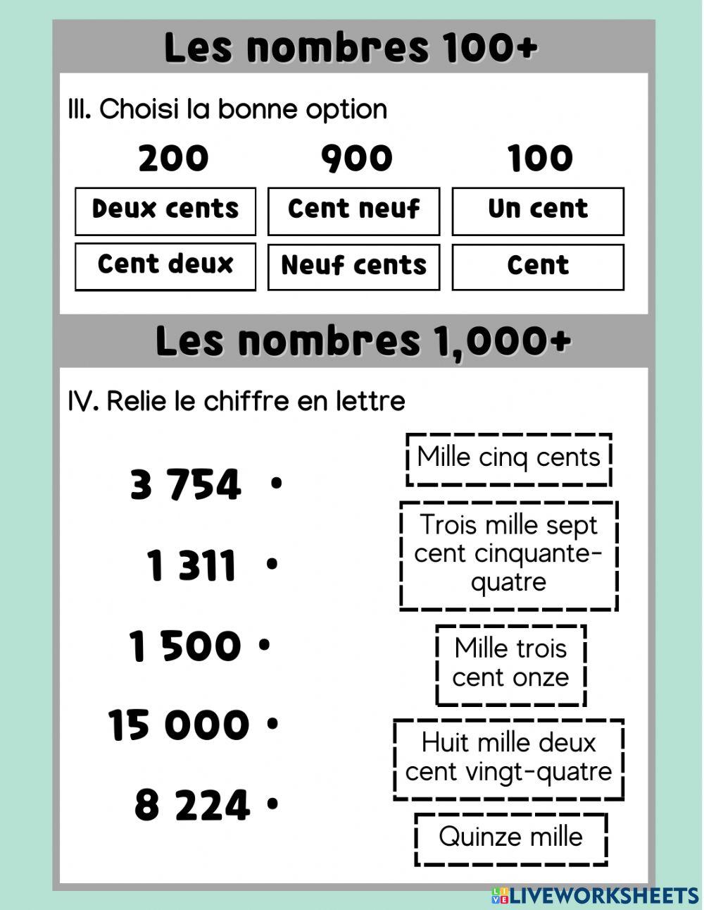 Les nombres en français
