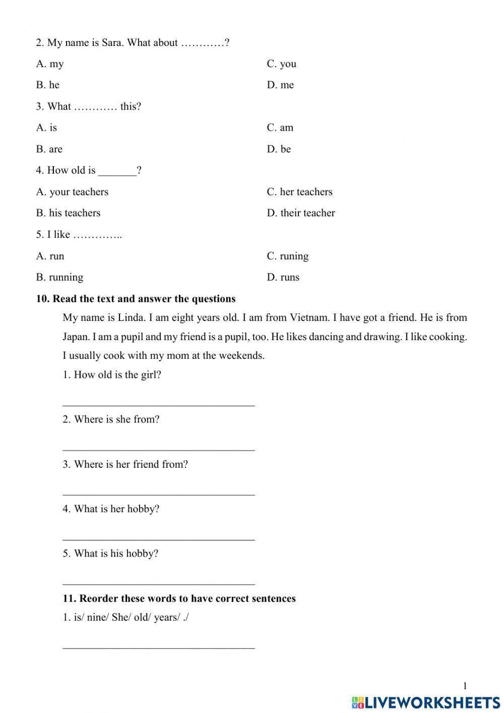 Đề kiểm tra anh 3 Global  - Đề 6