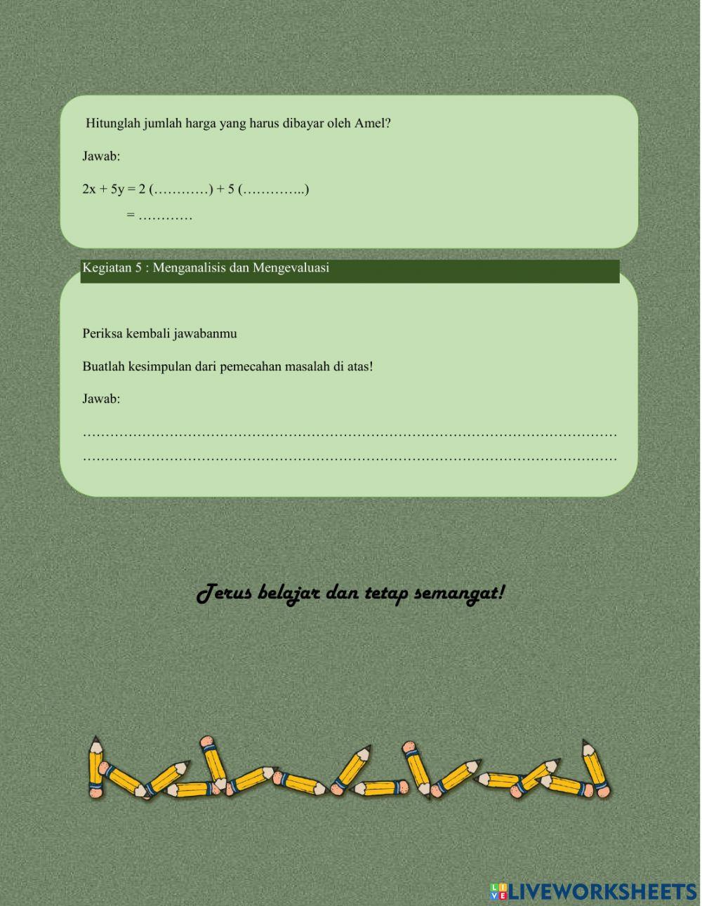 Sistem Persamaan Linear Dua Variabel