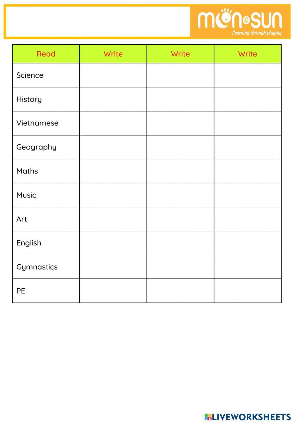 Subject - unit 5 lesson 3