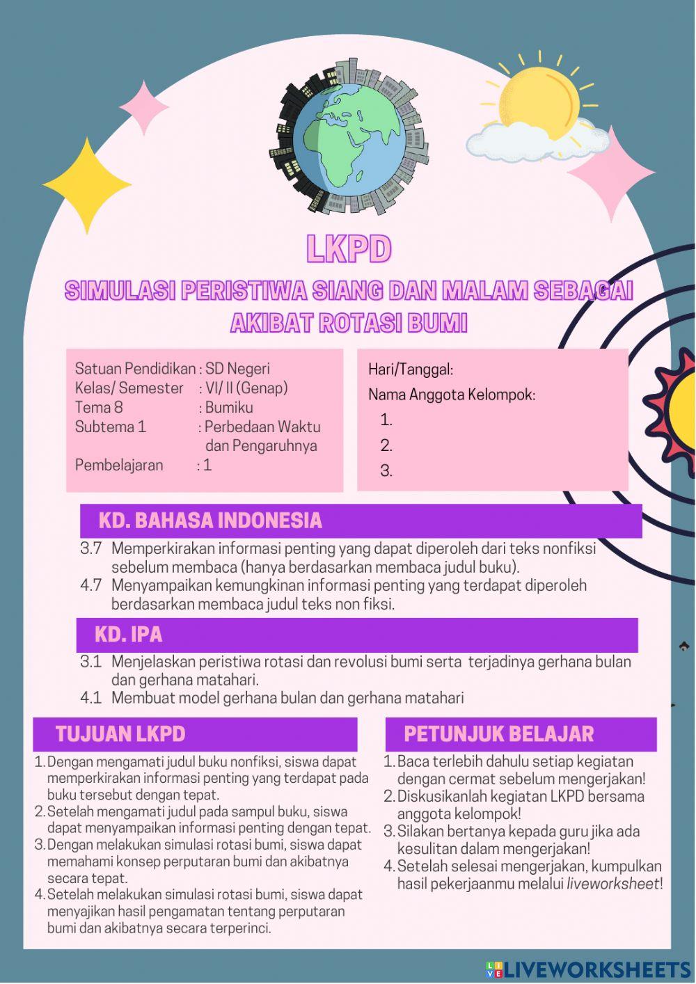 LKPD kelas 6 tema 8 subtema 1 pembelajaran 1