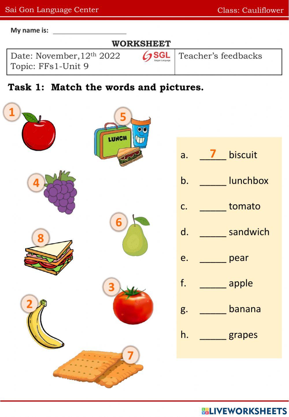 FF1-Unit 9: Lunch box!