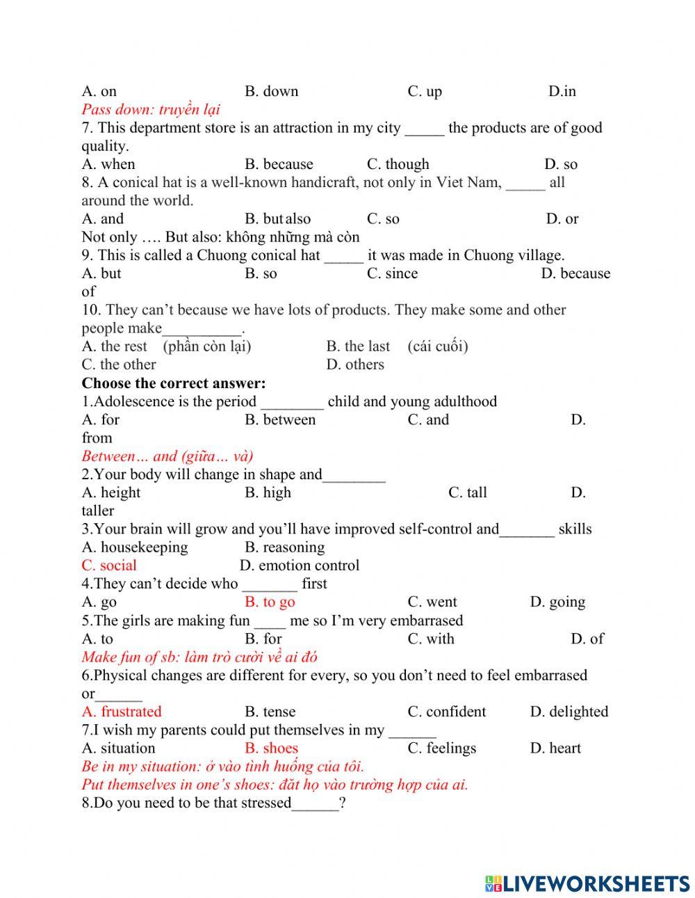 Đề cương ôn tập học kỳ 1 khối 9 - test 1