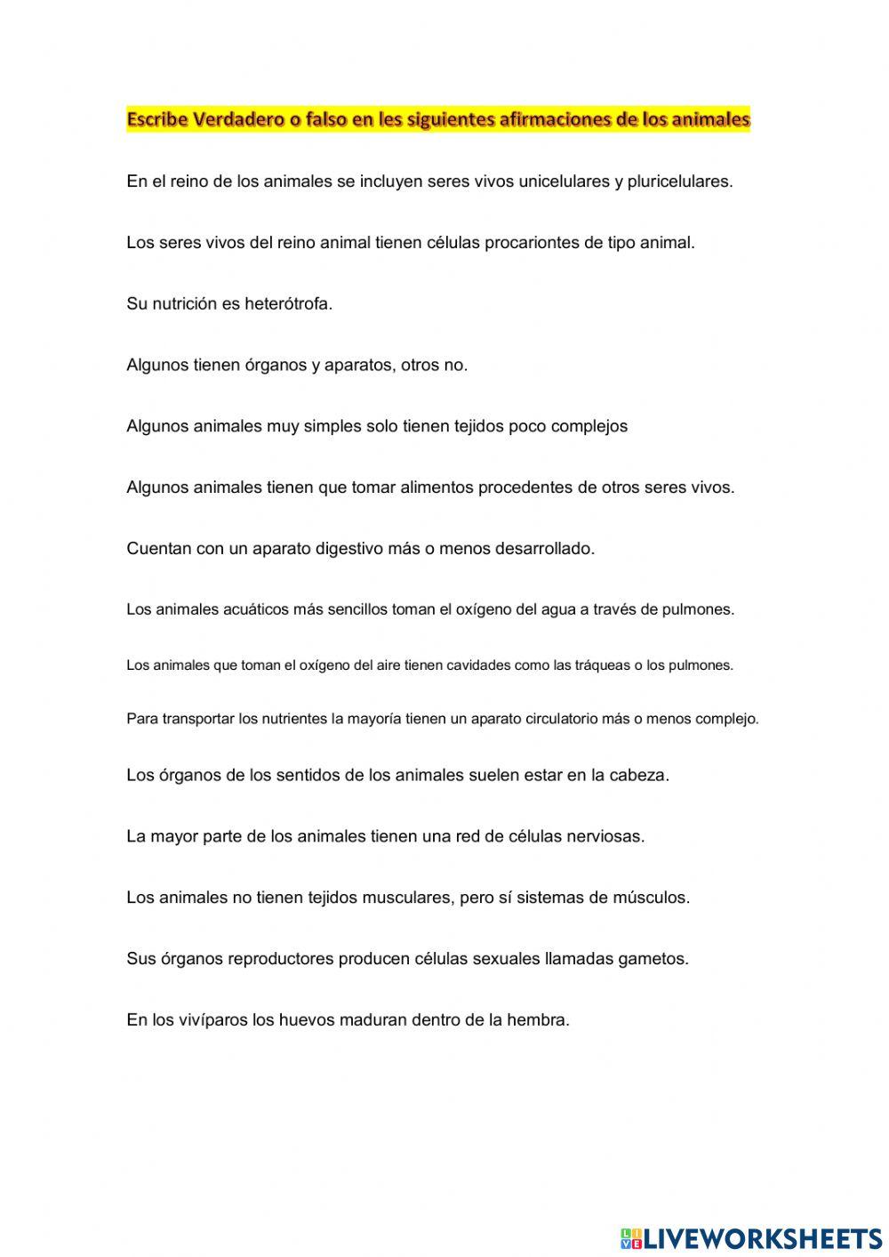 Características animales