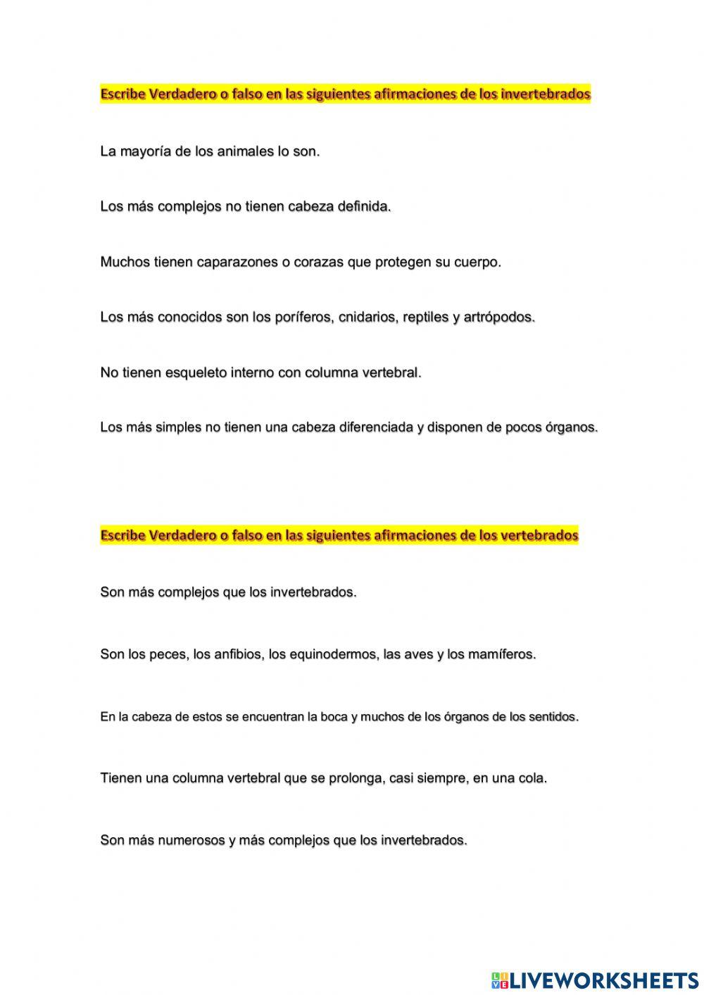 Vertebrados e invertebrados