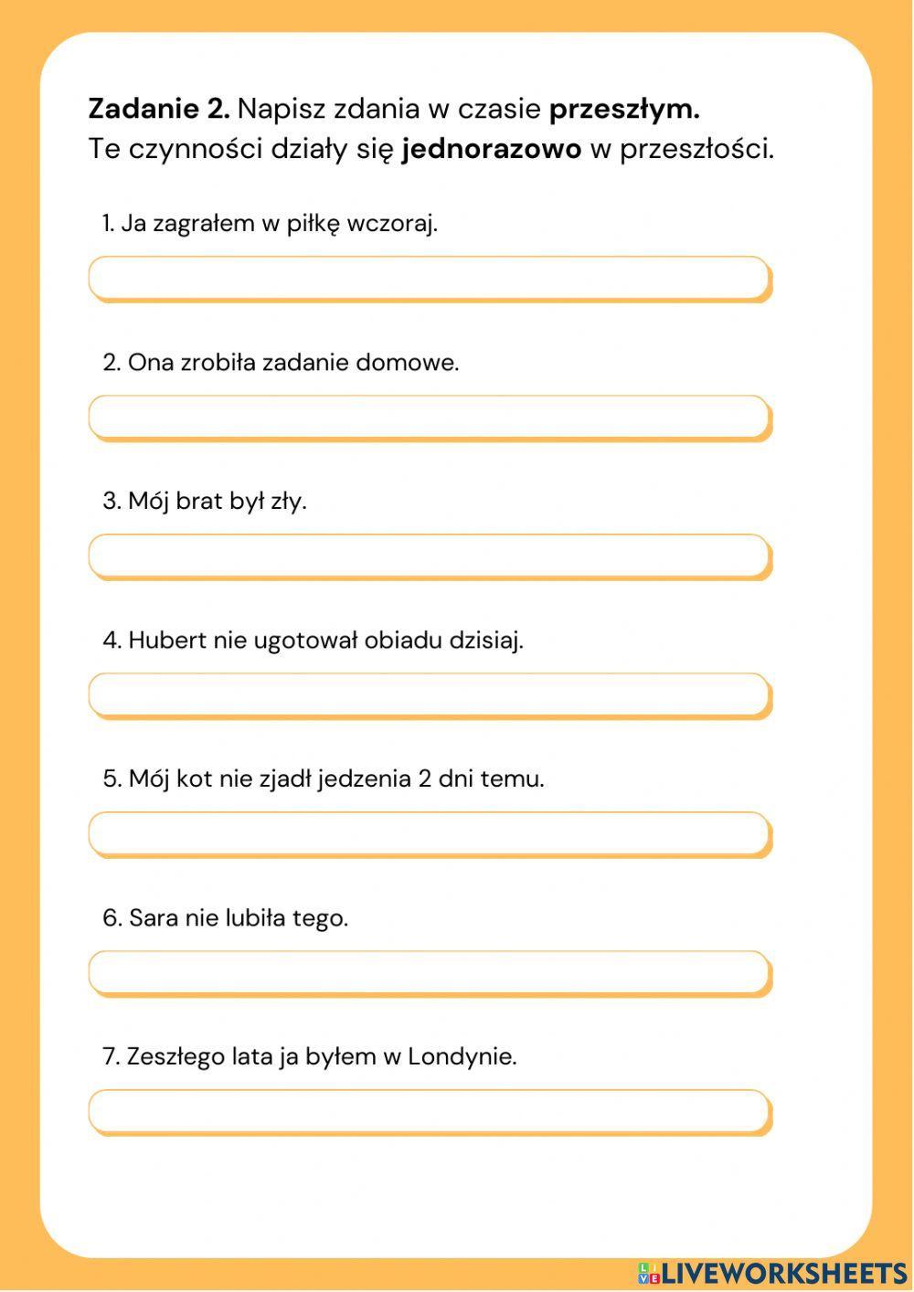 Pisanie zdań - writing sentences